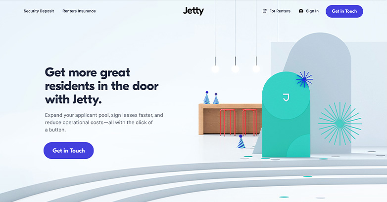 Jetty's website design has a great color scheme with a vivid teal hue.