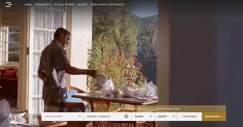 The Ceylon's website design combines usability and stunning visuals with a high resolution video.