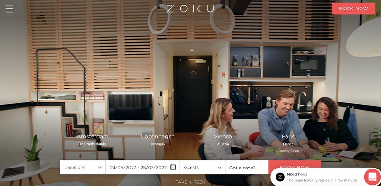 Zoku is a European home/office hotel with a clean, modern website with great reviews.