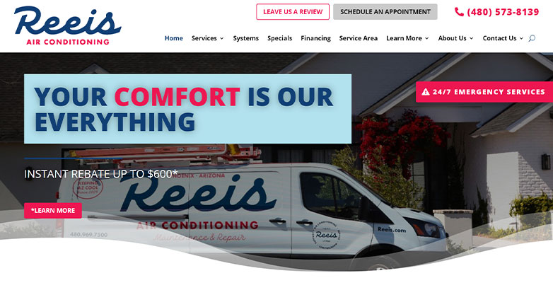 HVAC website Design - REEis Air Conditioning website.