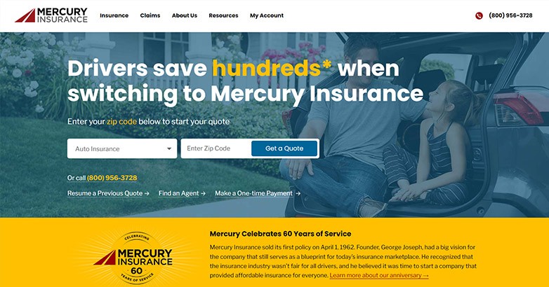 Mercury Insurance Mercury - Insurance website design
