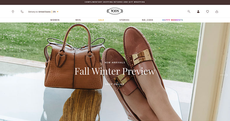 Tod's - Minimalist and user-friendly design