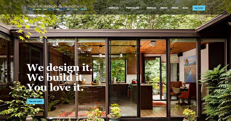 The website of Mosaik, a group of designers and builders