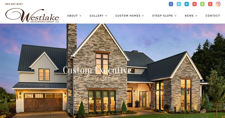 Westlake Development Group brilliantly exemplifies this by masterfully integrating social media within their construction website design.