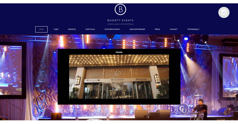 The Bassett Events website showcasing dynamic video background and stunning events with professional website design