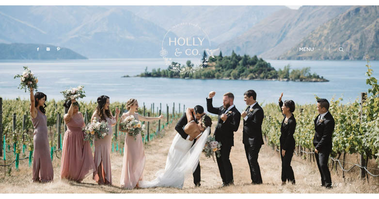 The Holly & Co website featuring heartwarming images and elegant typography with serene design