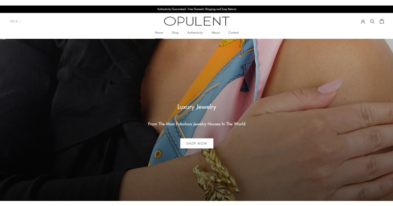 The Opulent Jewelers website features high-quality images of premium jewelry collections, user-friendly navigation menu and modern profesional website design