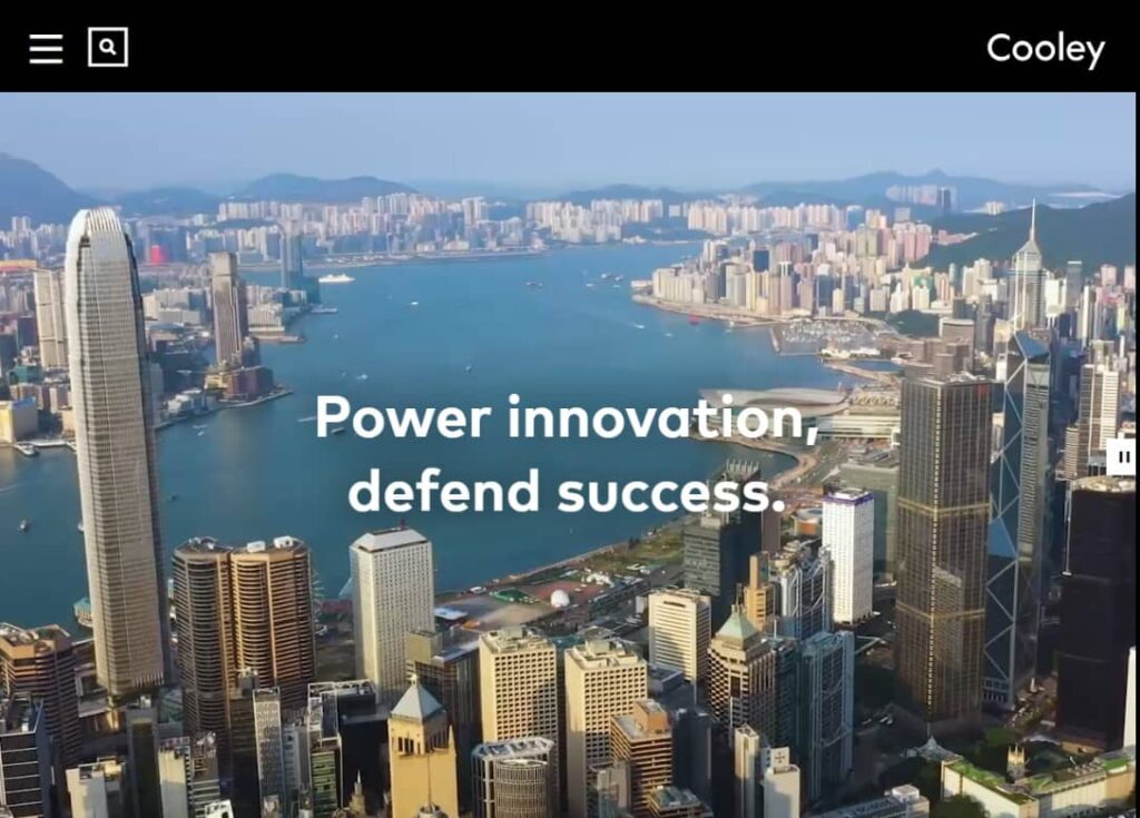 Cooley law firm example of a simplistic yet powerful hero section