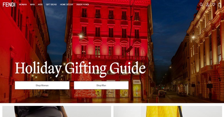 Fendi uses a luxury fashion website design.