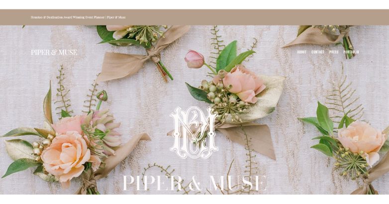 The elegant Piper & Muse Events website design featuring floral themes, soft pastels, and a refined, vintage-inspired aesthetic.