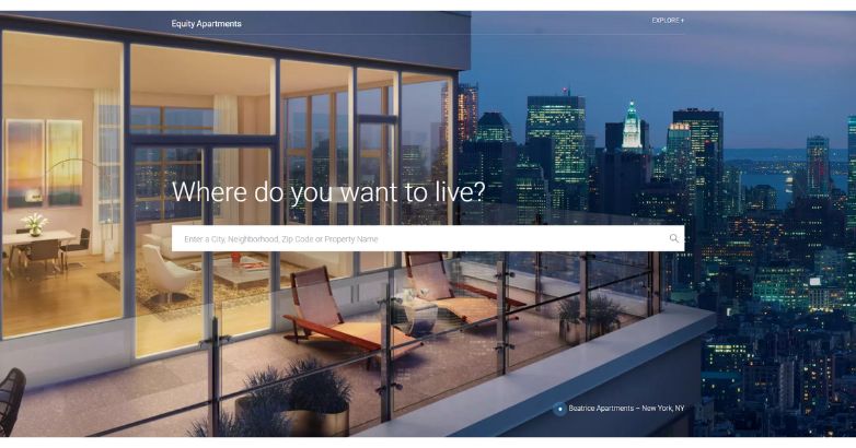 The elegant website highlighting city, enticing users to explore high-end living opportunities.