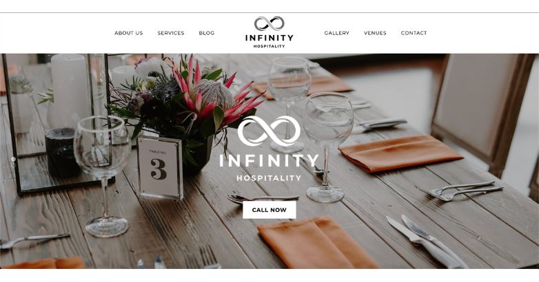 Modern event planner website with an infinity design, highlighting stylish elements and user-friendly navigation.