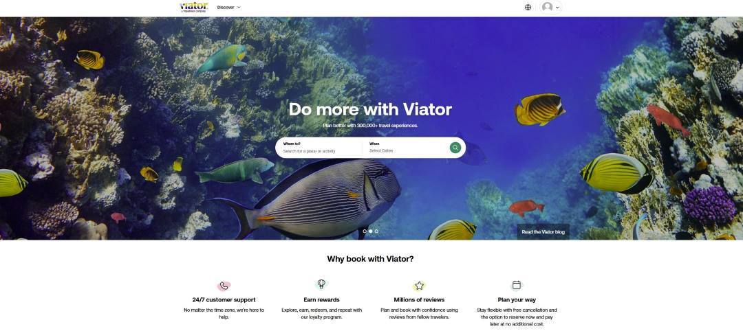 Viator homepage