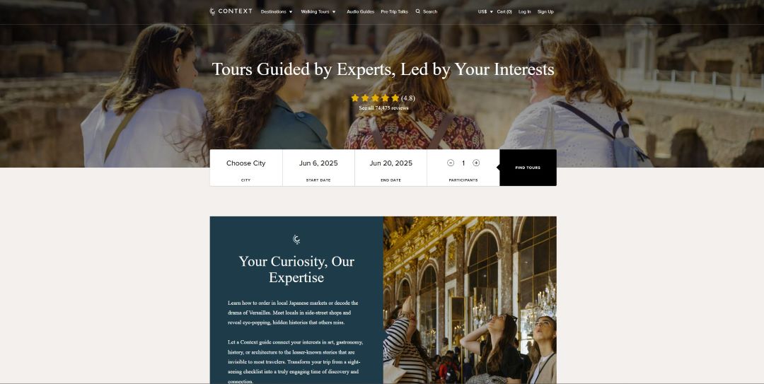 Context Travel homepage