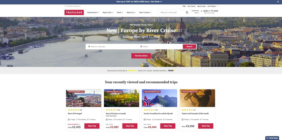 Trafalgar homepage