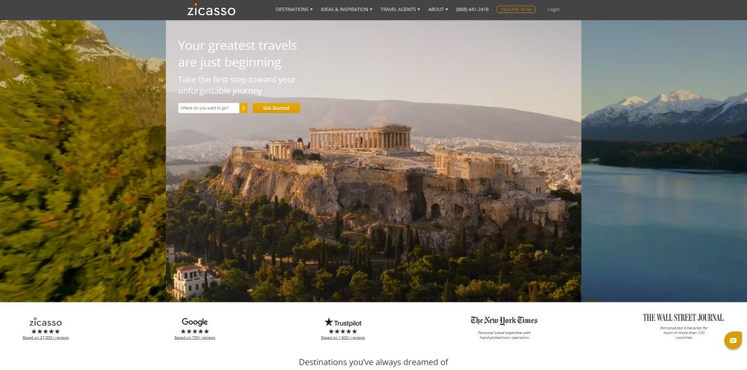 Zicasso homepage