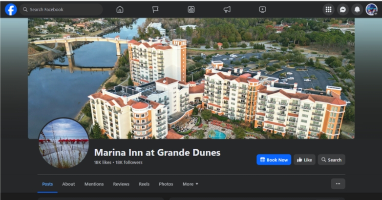 Scenic image of Marina Inn at Grand Dunes, South Carolina, ideal for Facebook promotion of hotel amenities.