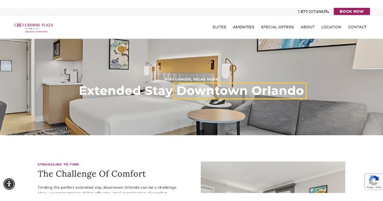 Crowne Plaza Downtonw Orlando: hotel website optimized for local SEO