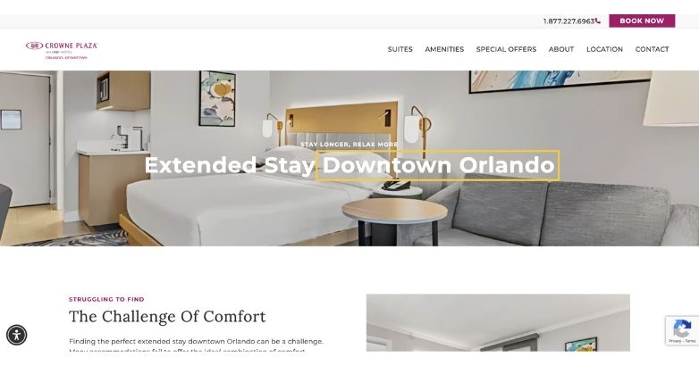Crowne Plaza Downtonw Orlando: hotel website optimized for local SEO