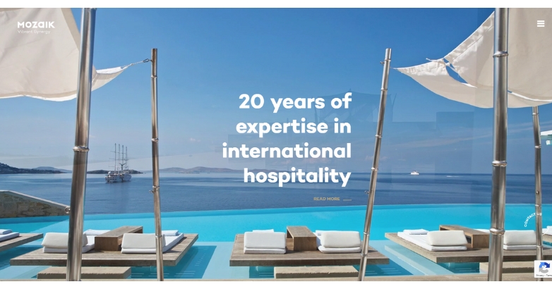 View of the hotel website showcasing Mozaik, recognized among the best hotel marketing agencies.