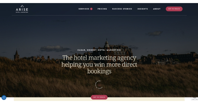 Visual representation of Arise Hospitality Marketing, recognized as top hotel website design agency for effective marketing.