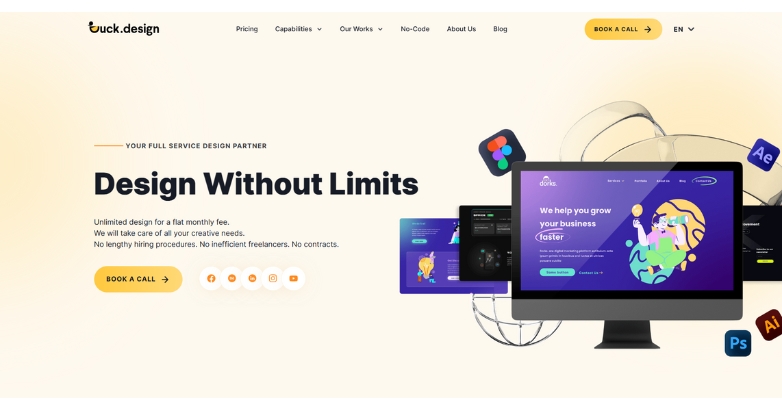 Website design layout for a hotel, showcasing Duck.Design's creative agency work.