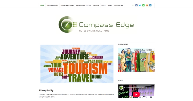 Compass Edge travel website showcasing hotel design services for agencies, featuring a modern and user-friendly interface.