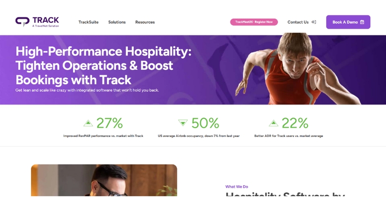 Hotel website design page for by TNS, Inc., featuring modern design elements.