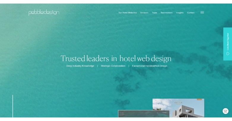 Website design showcasing travel leaders by Pebble Design, a hotel website design agency.