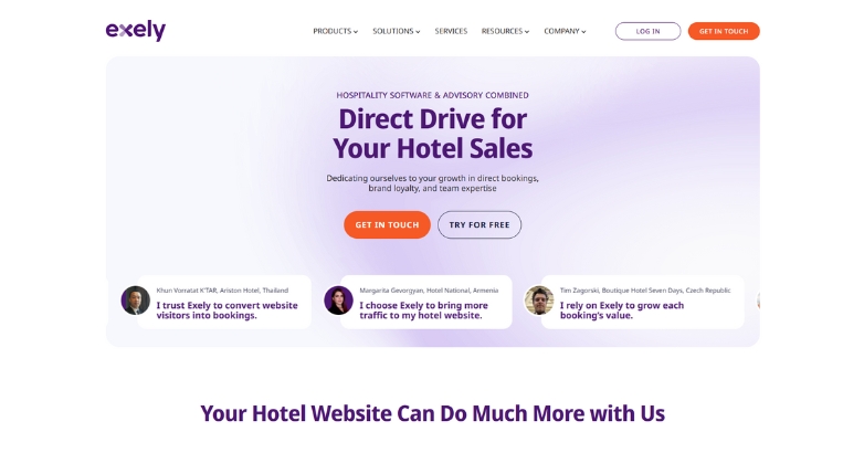 Hotel booking website interface showcasing user-friendly design by Exely, a hotel website design agency.