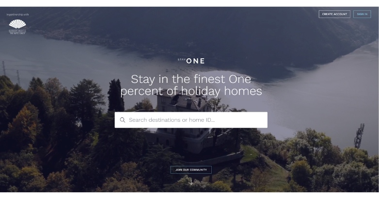 Stay One website highlighting background video of premium property with luxurious web design