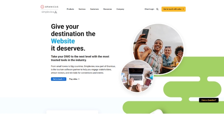 Travel website design featuring hotel options and user-friendly navigation, created by Simpleview.