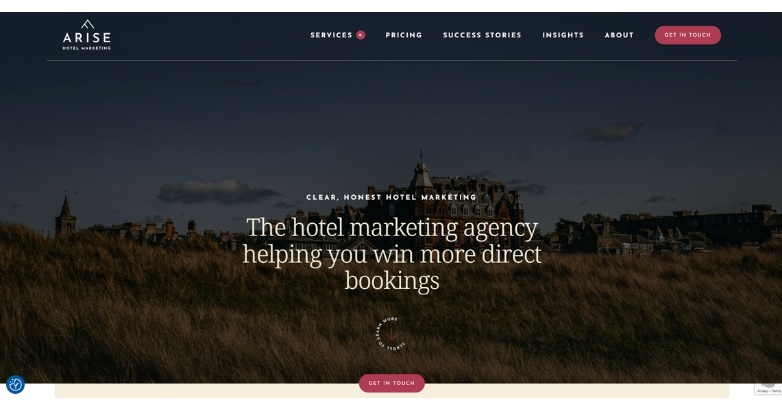 Visual representation of Arise Hospitality Marketing, recognized as top hotel website design agency for effective marketing.