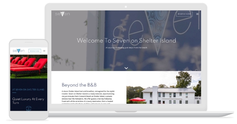 Digital marketing benefits for hotels featured on Seven on Shelter website, focusing on building a robust online presence.