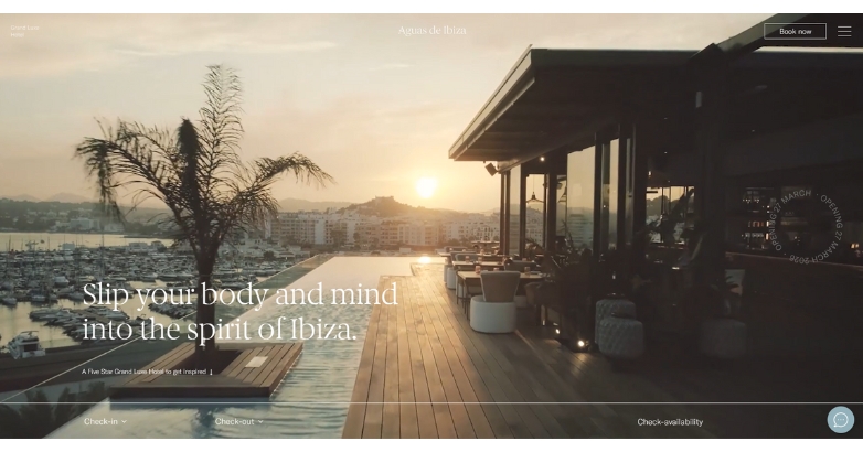 The luxury hotel website for Aguas de Ibiza, designed to reflect the elegance and sophistication of the Spanish destination.