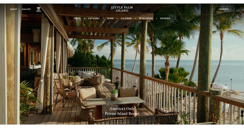 Elegant website design for Little Palm Island, highlighting a beach house style with soothing colors and a tropical ambiance.