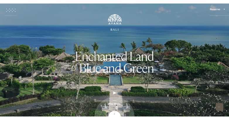 The hotel website for Ayana Bali is creatively designed to evoke the charm of a serene island getaway.