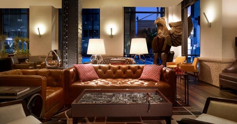 Elegant luxury hotel lobby showcasing high-end design for premium hospitality advertising