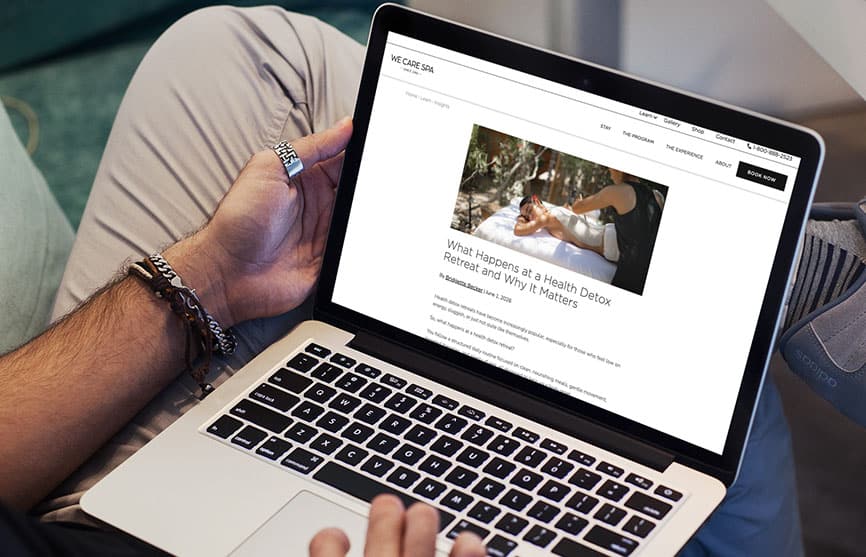 Content marketing for hotels blog being read by potential guest