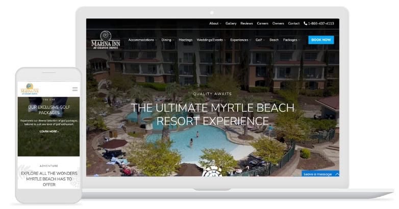 Digital marketing travel website with streamlined booking experience on desktop and mobile devices