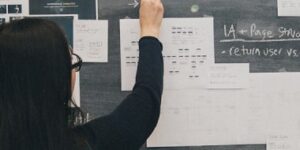 Hotel SEO and content marketing strategy planning on a project board