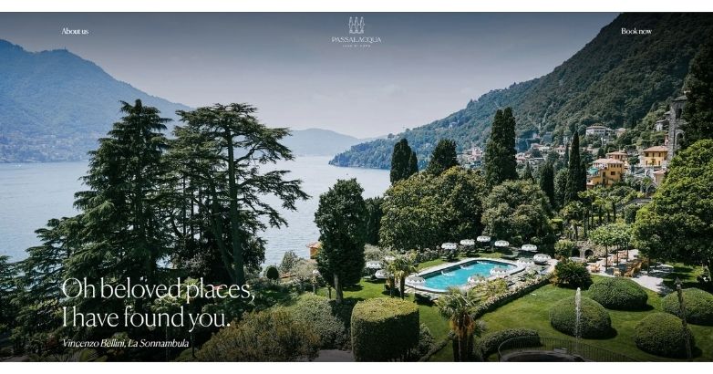 Luxury hotel website showcasing Passalacqua’s Lake Como setting with elegant, immersive design.