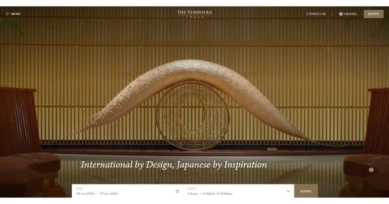 The Peninsula luxury hotel website showcasing premium design and branding
