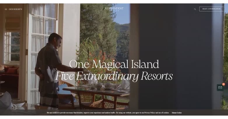 Resplendent Ceylon luxury hotel website featuring resort experiences
