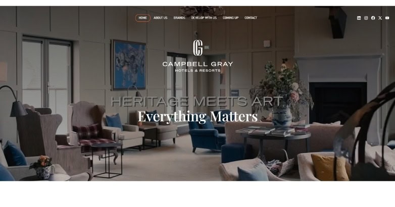 Campbell Gray Hotels website featuring luxury hospitality design and branding