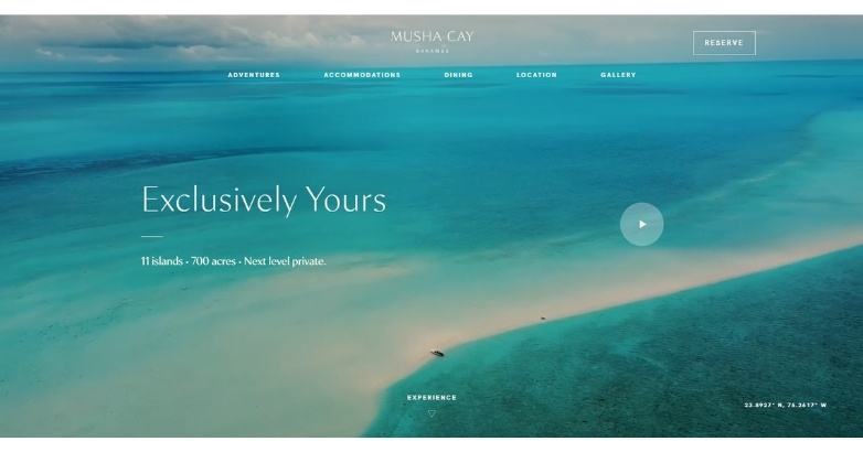 A customized luxury travel website built to showcase the destination through immersive design.