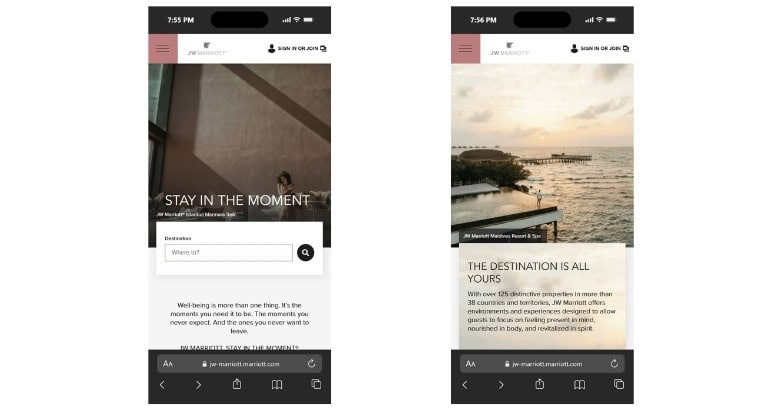 Mobile-friendly luxury travel website layouts designed for a seamless experience on any device.