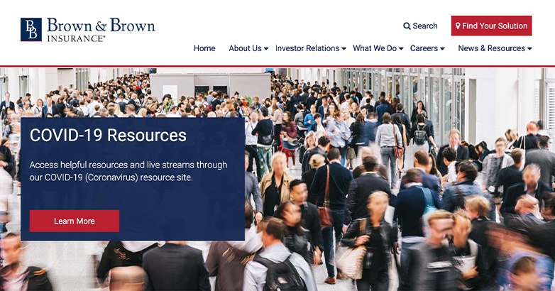 Eye-catching red call-to-action buttons stand out against a white and navy blue color scheme.