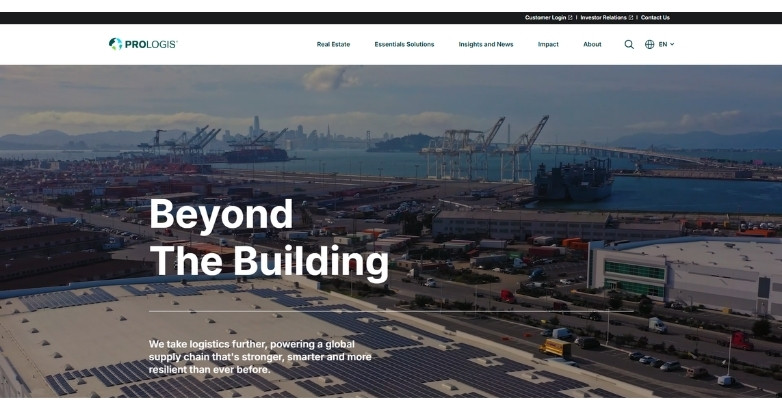 Commercial real estate website showcasing branding, UX design, and digital presence for Prologis
