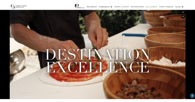 Event planner website design showcasing luxury experiences and branding for Colin Cowie Lifestyle